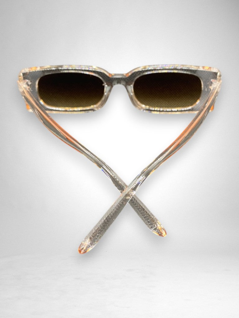 Lunettes de Soleil Rectangulaires Transparentes & Verres Ambrés