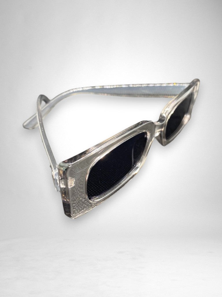 Lunettes de Soleil Rectangulaires Transparentes & Verres Noirs