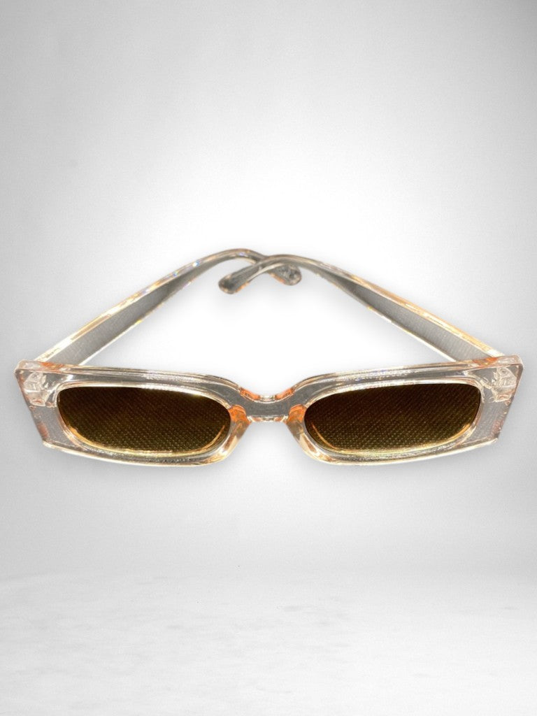 Lunettes de Soleil Rectangulaires Transparentes & Verres Ambrés