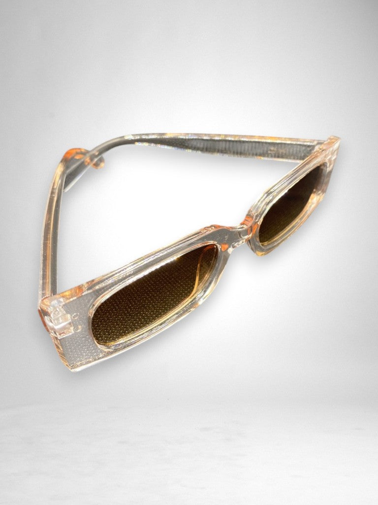Lunettes de Soleil Rectangulaires Transparentes & Verres Ambrés