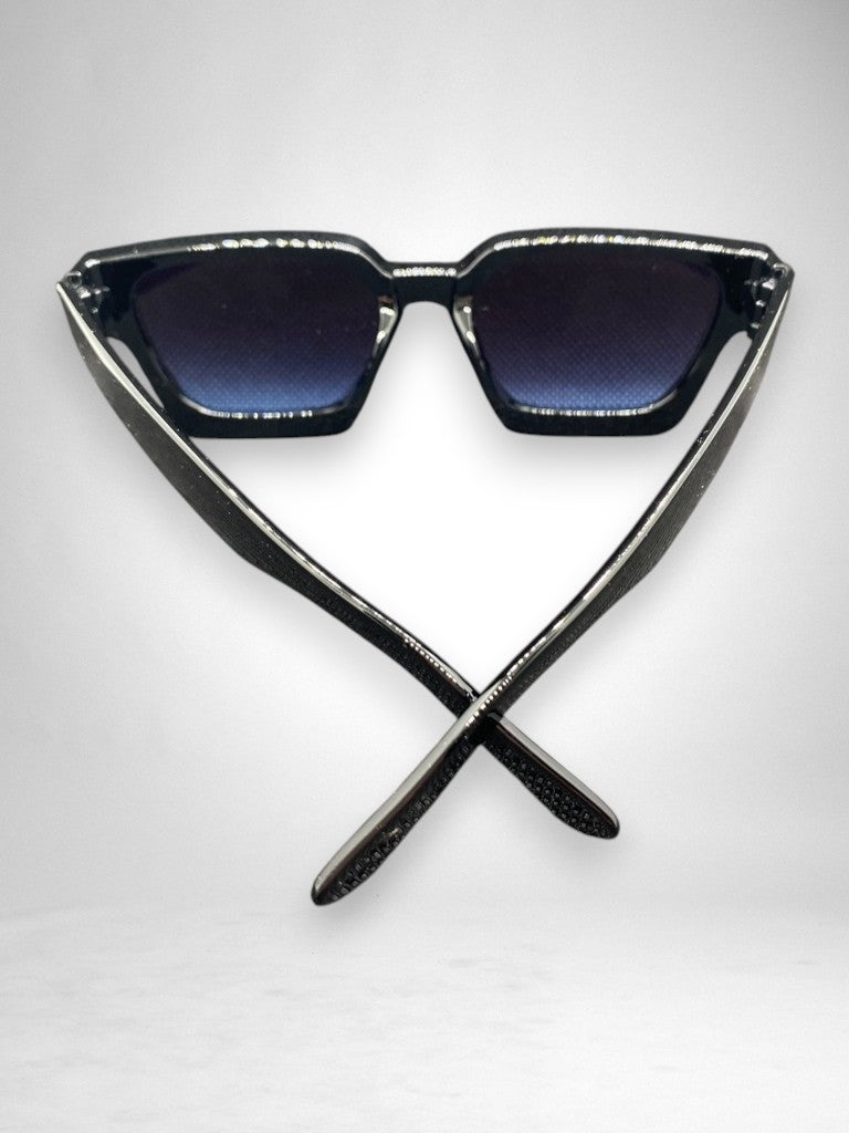 Lunettes de Soleil Noires & Verres Dégradés Bleus