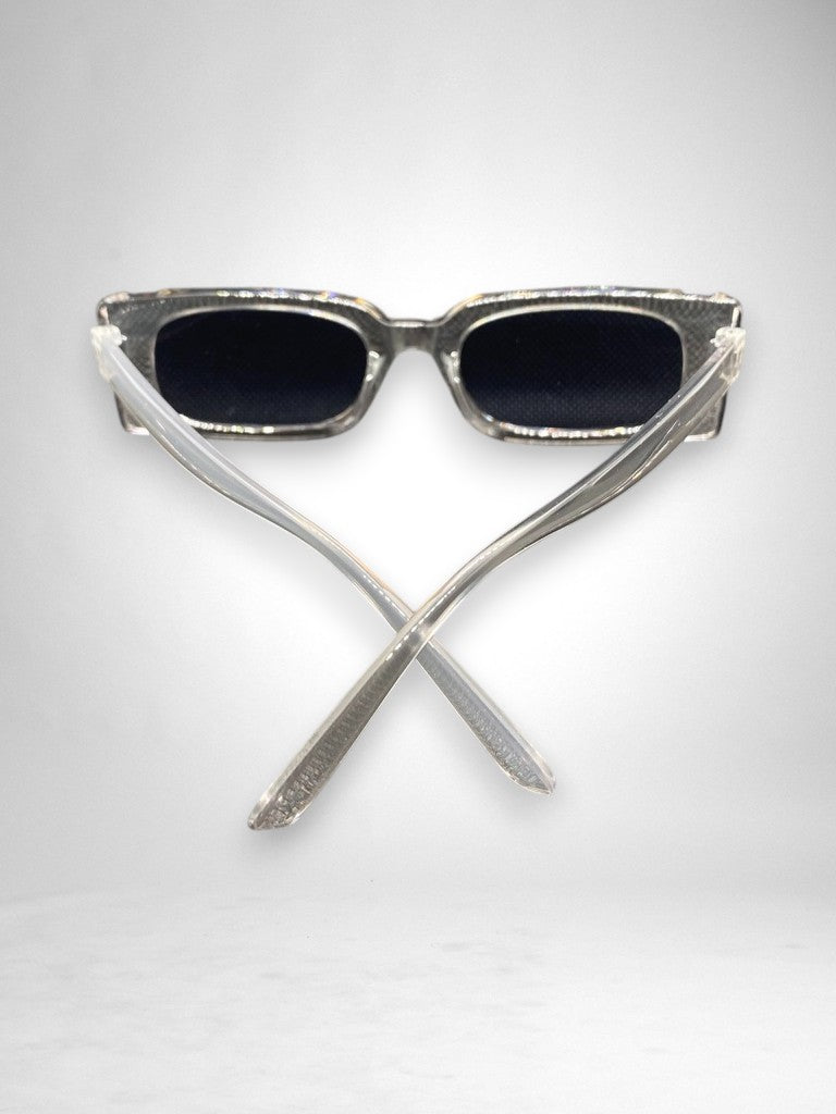 Lunettes de Soleil Rectangulaires Transparentes & Verres Noirs