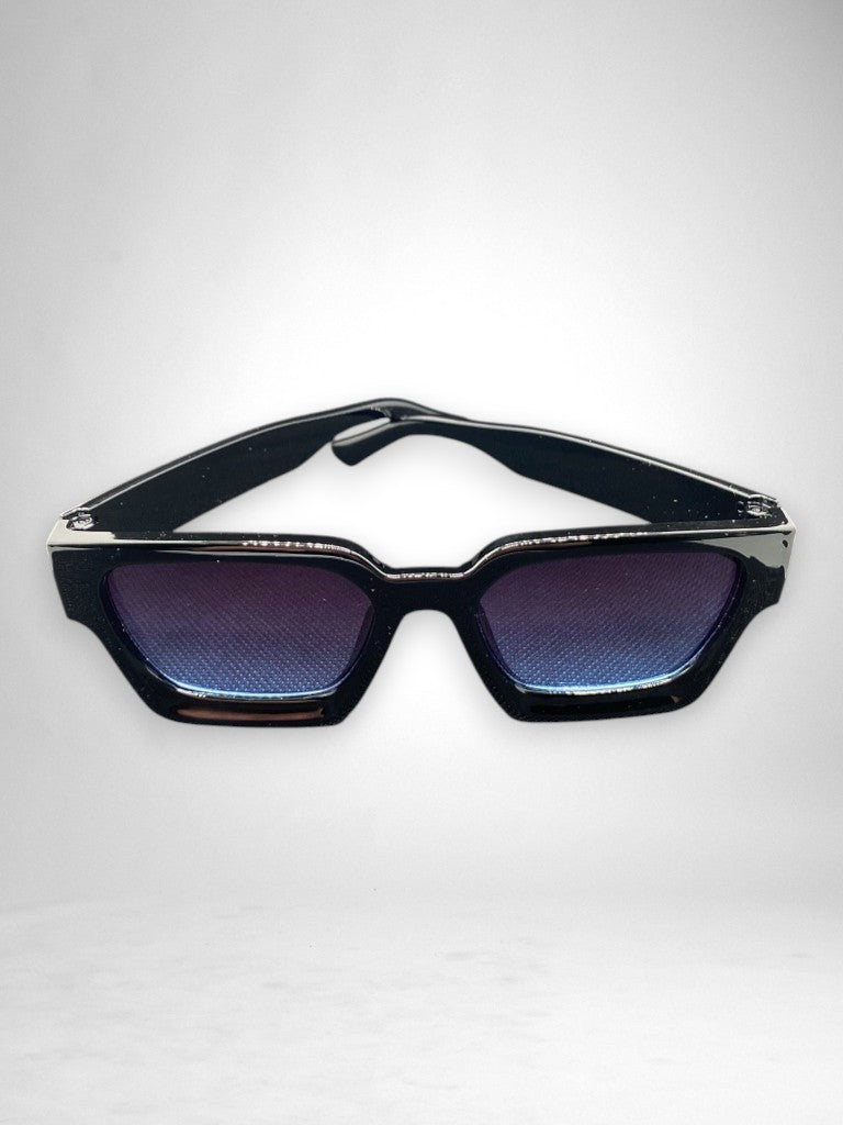 Lunettes de Soleil Noires & Verres Dégradés Bleus