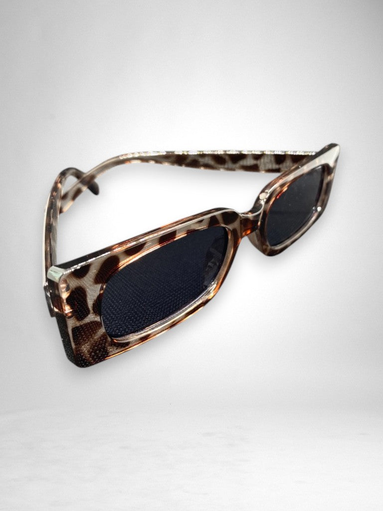 Lunettes de Soleil Rectangulaires Écaille & Verres Noirs