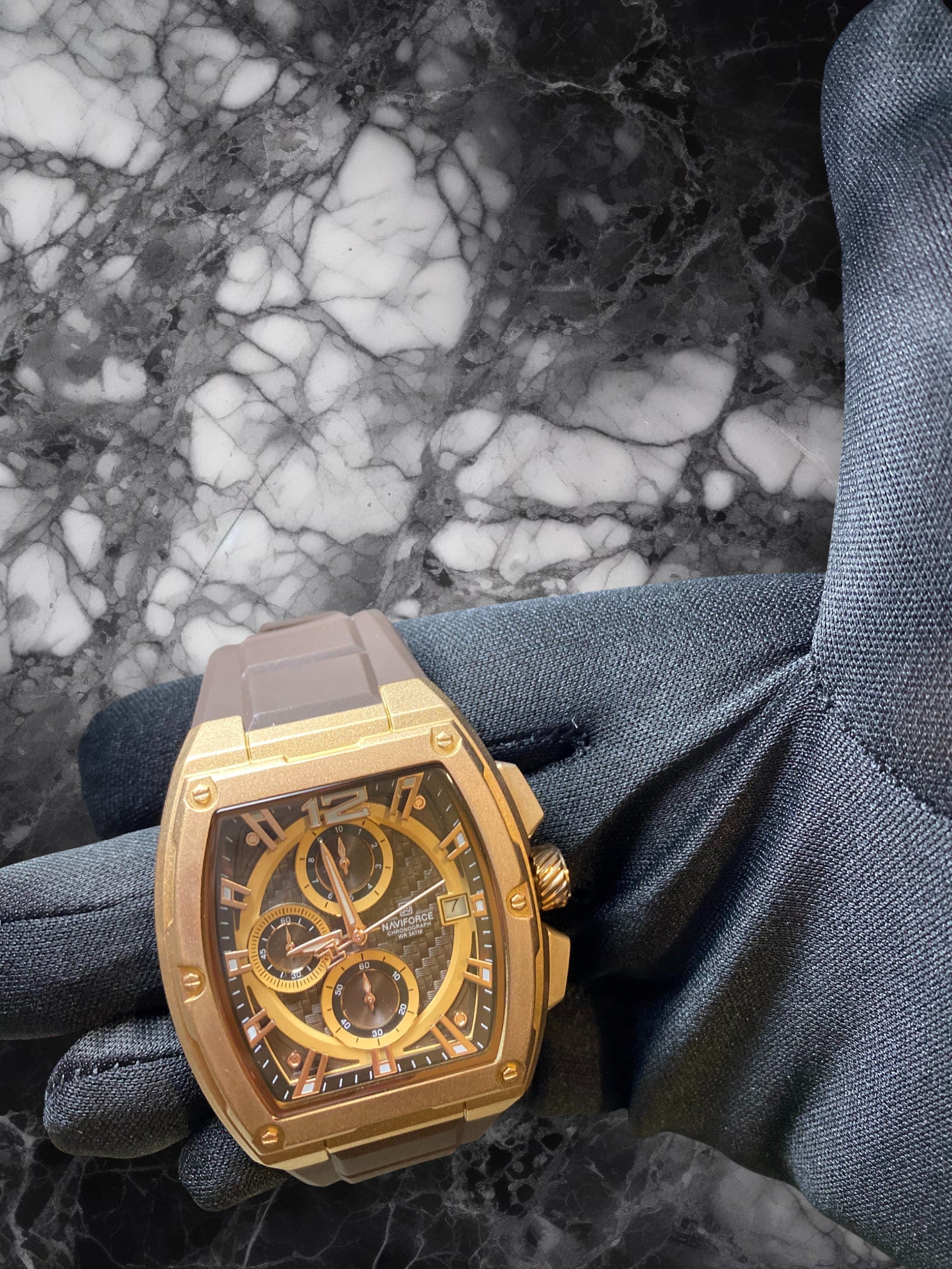 Montre NAVIFORCE Chronographe – Bronze & Marron