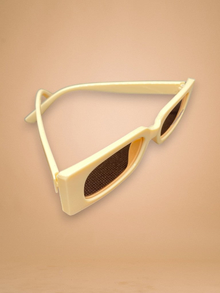 Lunettes de Soleil Rectangulaires Ivoire & Verres Bruns
