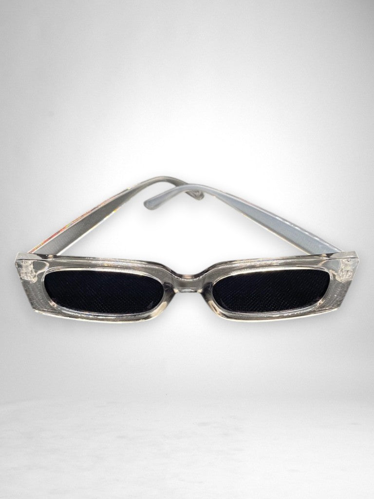 Lunettes de Soleil Rectangulaires Transparentes & Verres Noirs