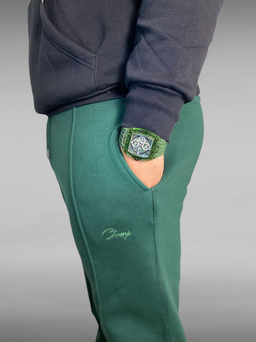 Pantalon en Coton Brodé “CHAMPS” – Vert