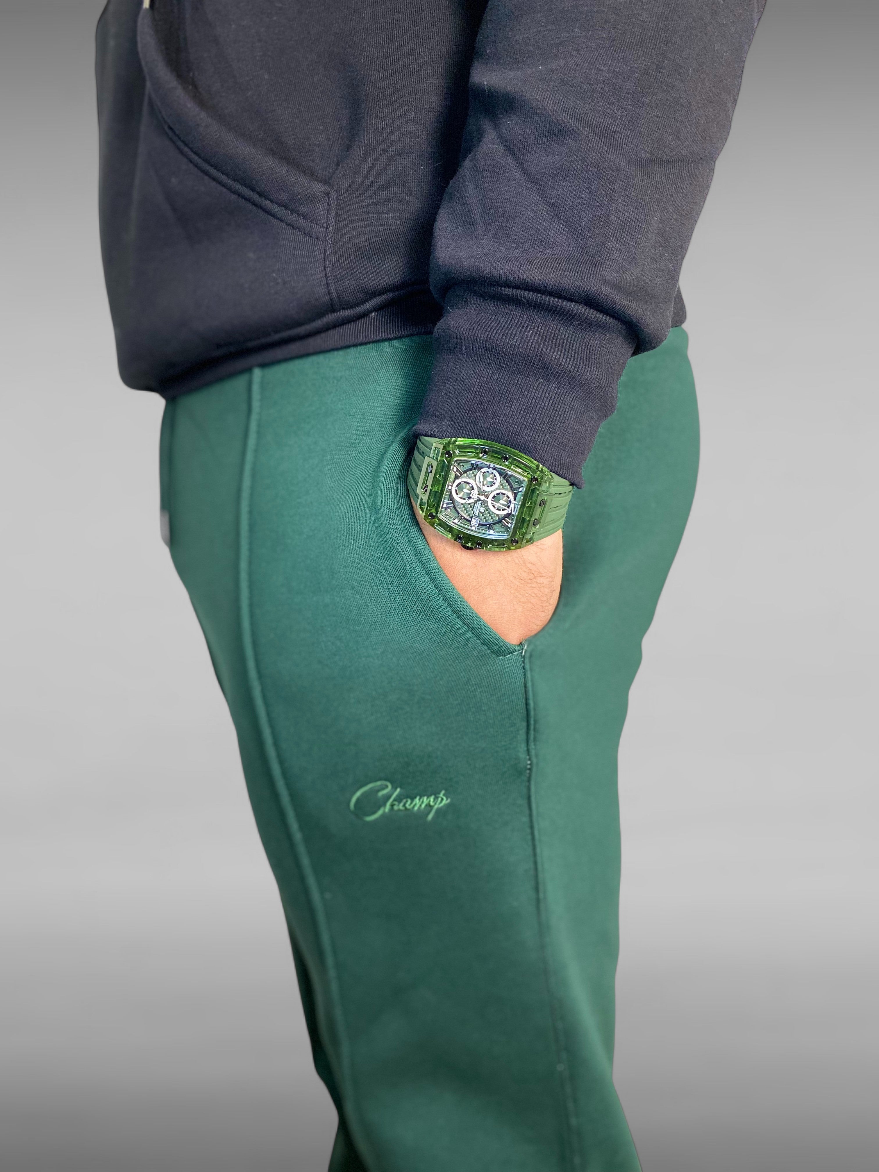 Pantalon en Coton Brodé “CHAMPS” – Vert